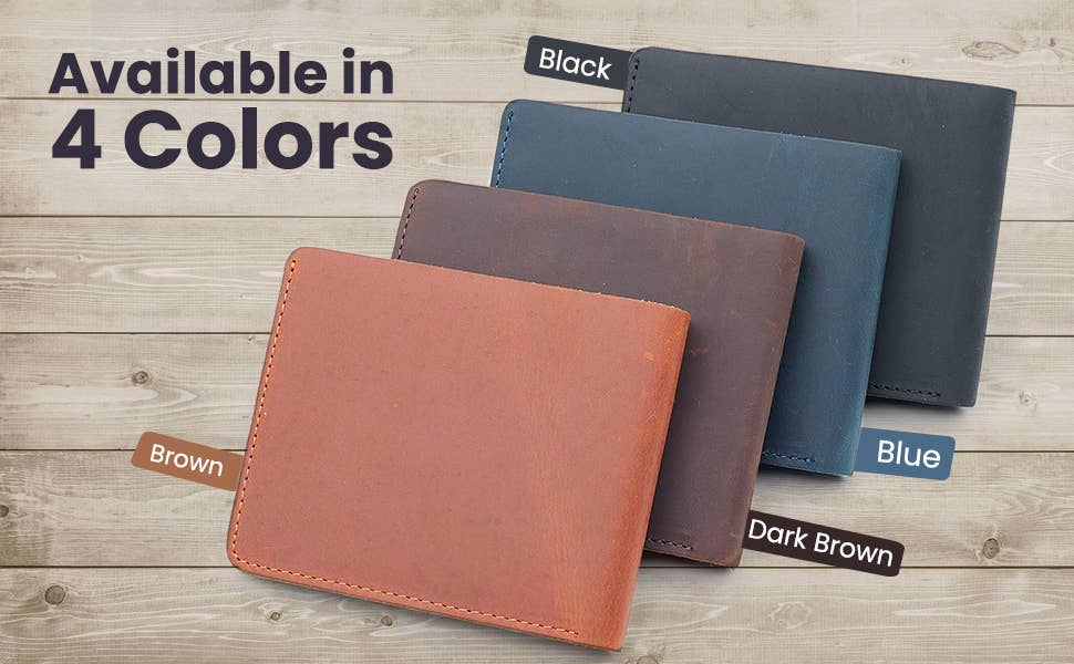 Men’s Leather Bifold Wallet – Top Grain Leather with Flap Out ID Holder