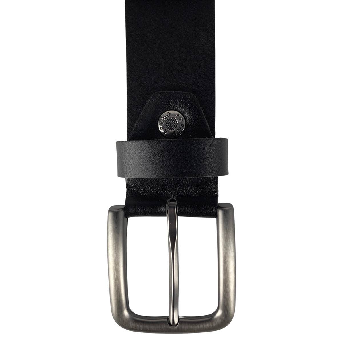 Italian Leather Black Belt with Silver Buckle