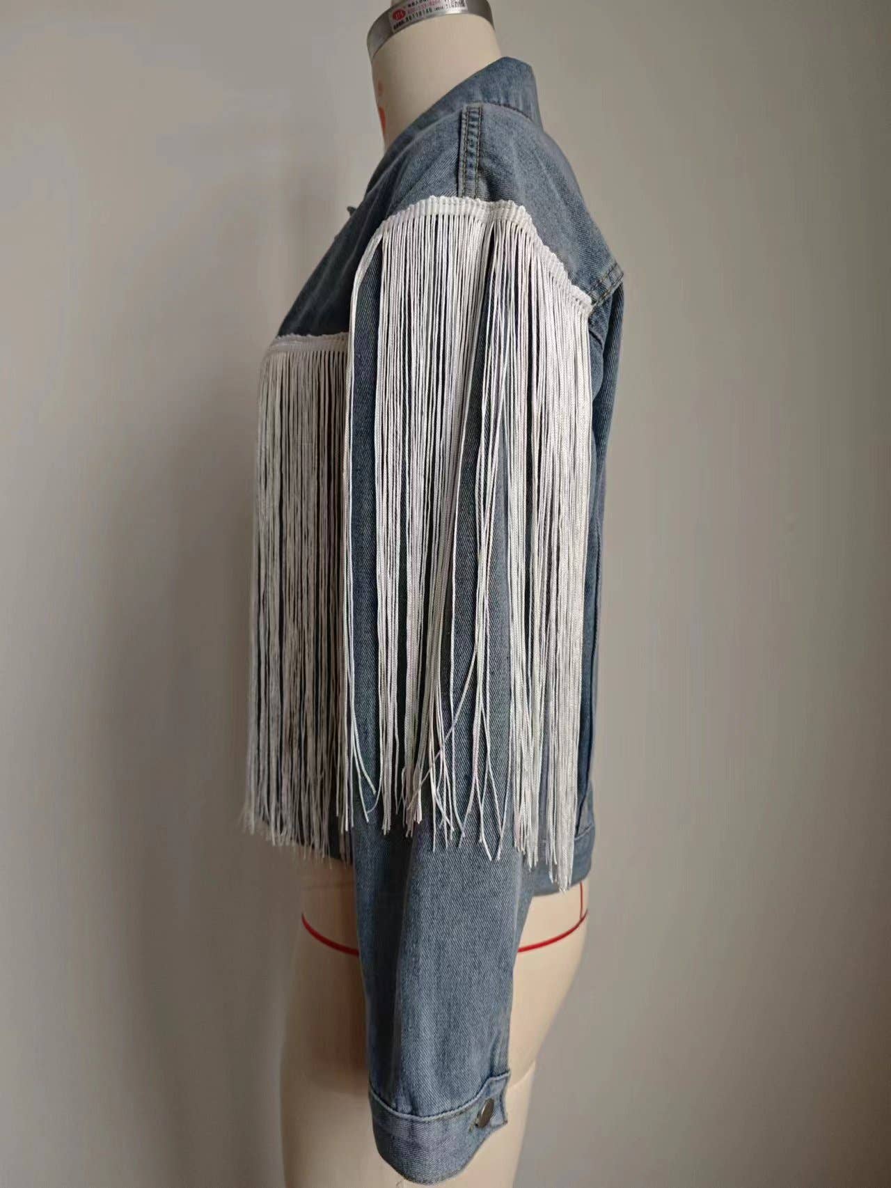 DENIM JACKET WITH FRINGE