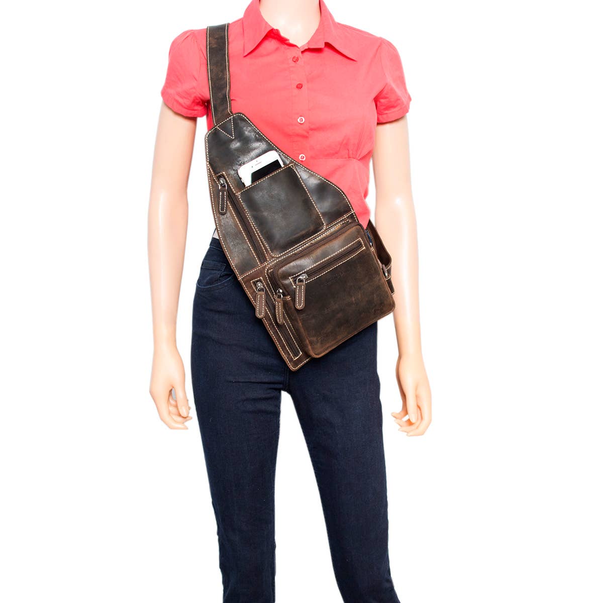 Buffalo Leather Crossbody Shoulder Bag
