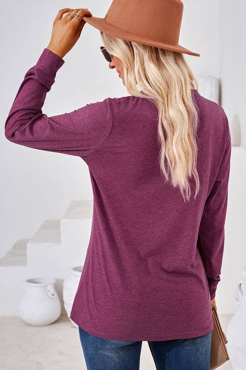 Women’s Buttoned V-Neck Casual Tee